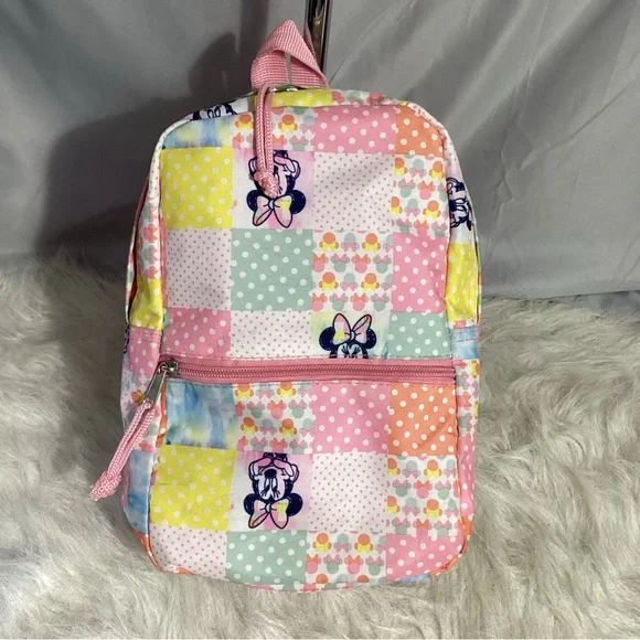 Disney Minnie Mouse Girlie Mini Backpack Toddlers Up Pink Yellow CUTE - Picture 10 of 10